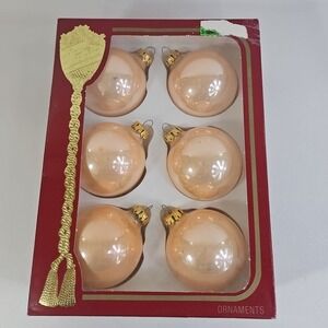Vintage Rauch The Victorian Collection Round‎ Glass Christmas Ornaments Peach